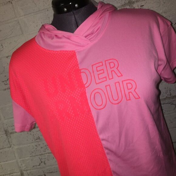 NWT Under Armour Pink Hooded T-Shirt YLarge - Picture 1 of 6